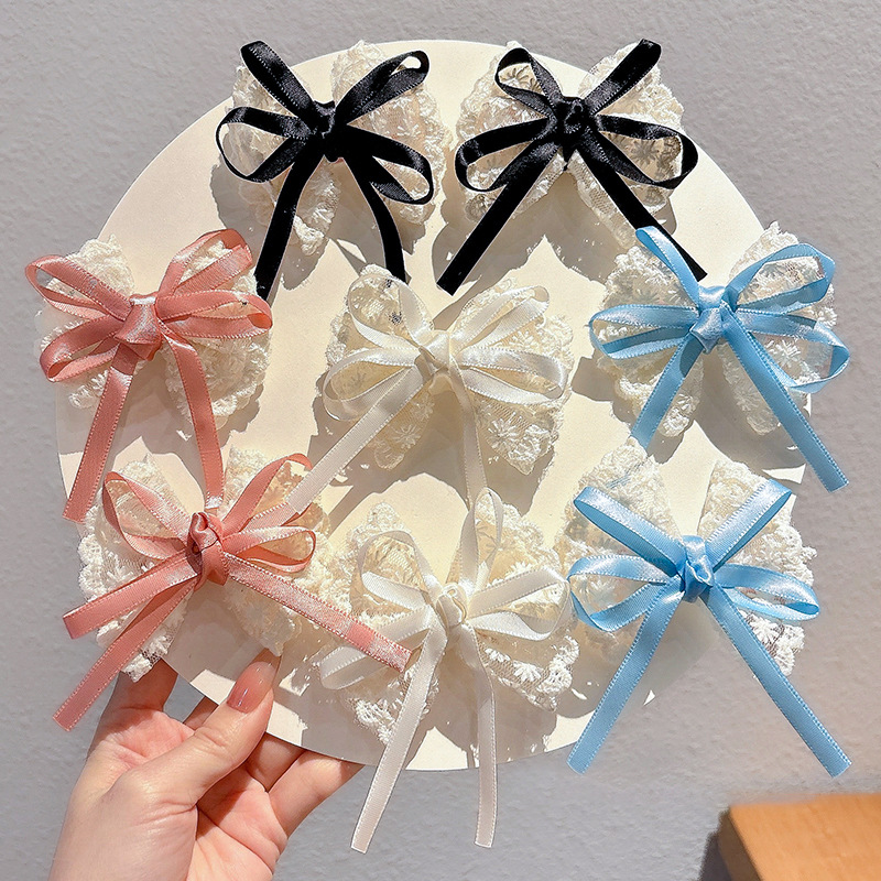 Lace Ribbon Trim - 2 pçs elegante laço arco grampos