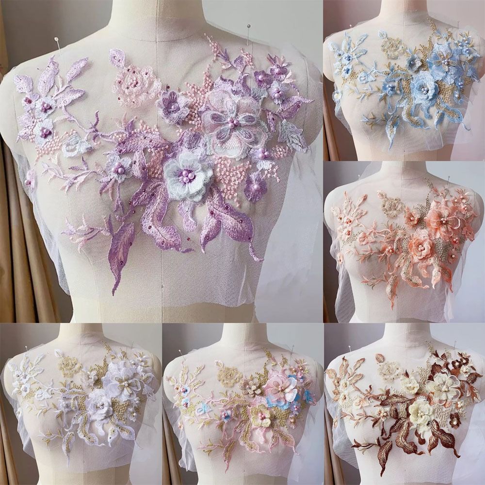 Applique Patch Flower - 3d flores frisadas tecidos de renda