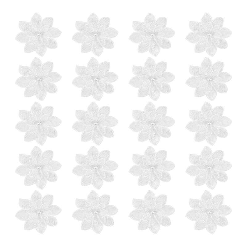 Applique Patch Flower - 20 pacotes remendos decorativos flor branca