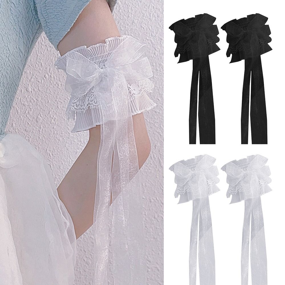 Lace Ribbon Trim - Elastic Ruffled Lace Arm Warmers, aquecedores