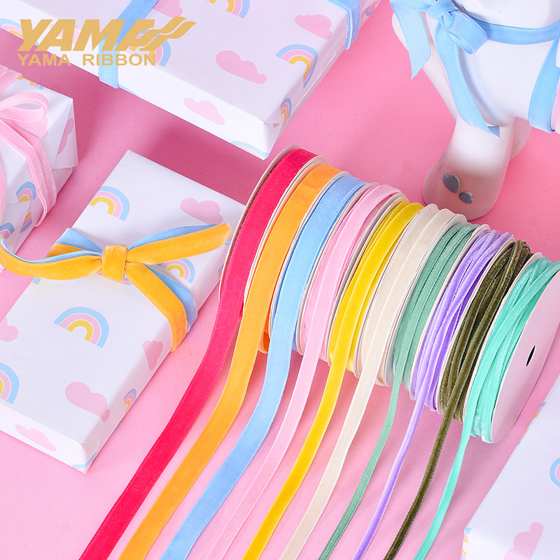 Velvet Ribbon Roll - YAMA-Monochrome Velvet Ribbon, artesanato do casamento,