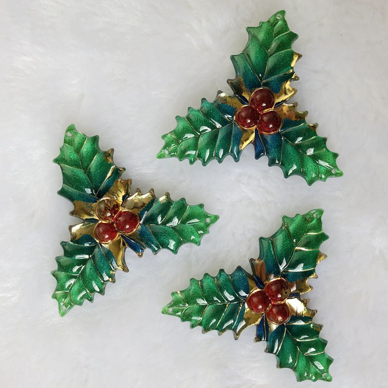 Embellishment Glue Craft - Resina estilo folhas de natal 40x41mm,