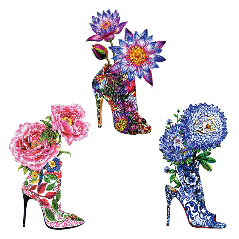 Applique Patch Flower - Flores de salto alto ferro no