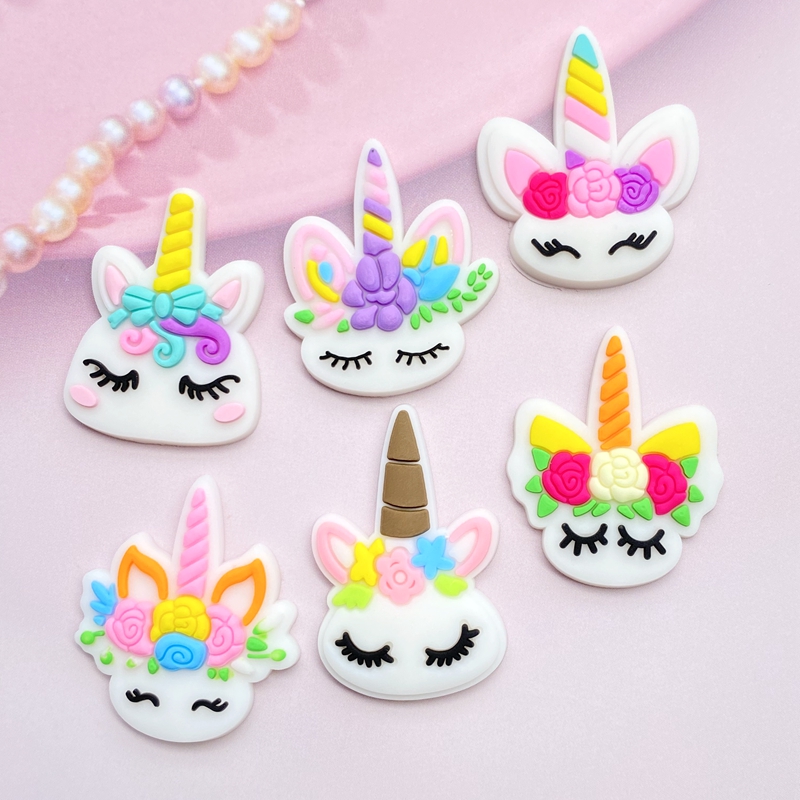 Embellishment Glue Craft - 12pçs mini cabeça de unicórnio fofa,