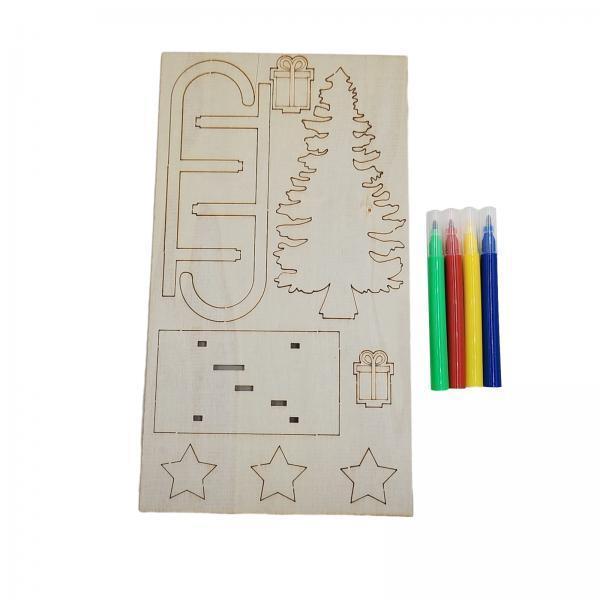 Christmas Craft Embellishment - 3x Artesanato em Madeira DIY: Trenó