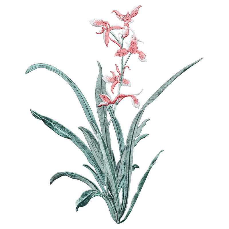 Cymbidium Etiqueta Bordada par - Applique Patch Flower avaliação e preço