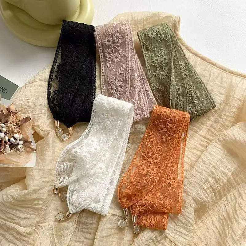1PC Lenço de Cabelo com Renda  - Lace Ribbon Trim avaliação e preço