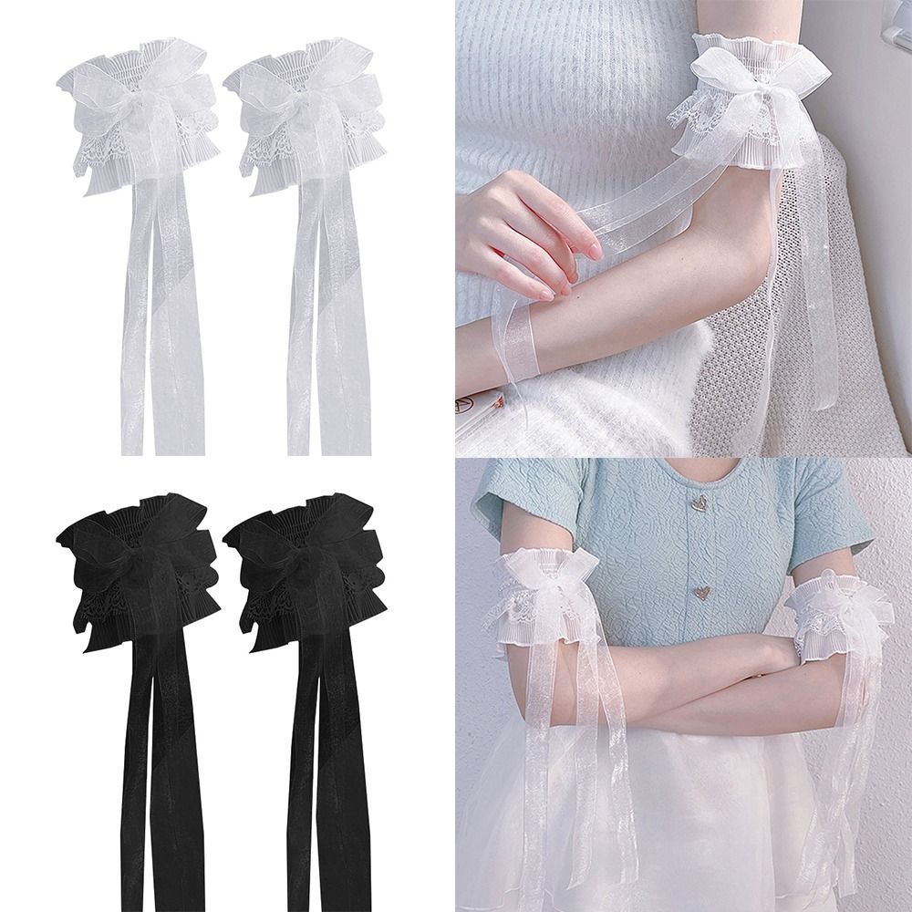 Elastic Ruffled Lace Arm Warme - Lace Ribbon Trim avaliação e preço