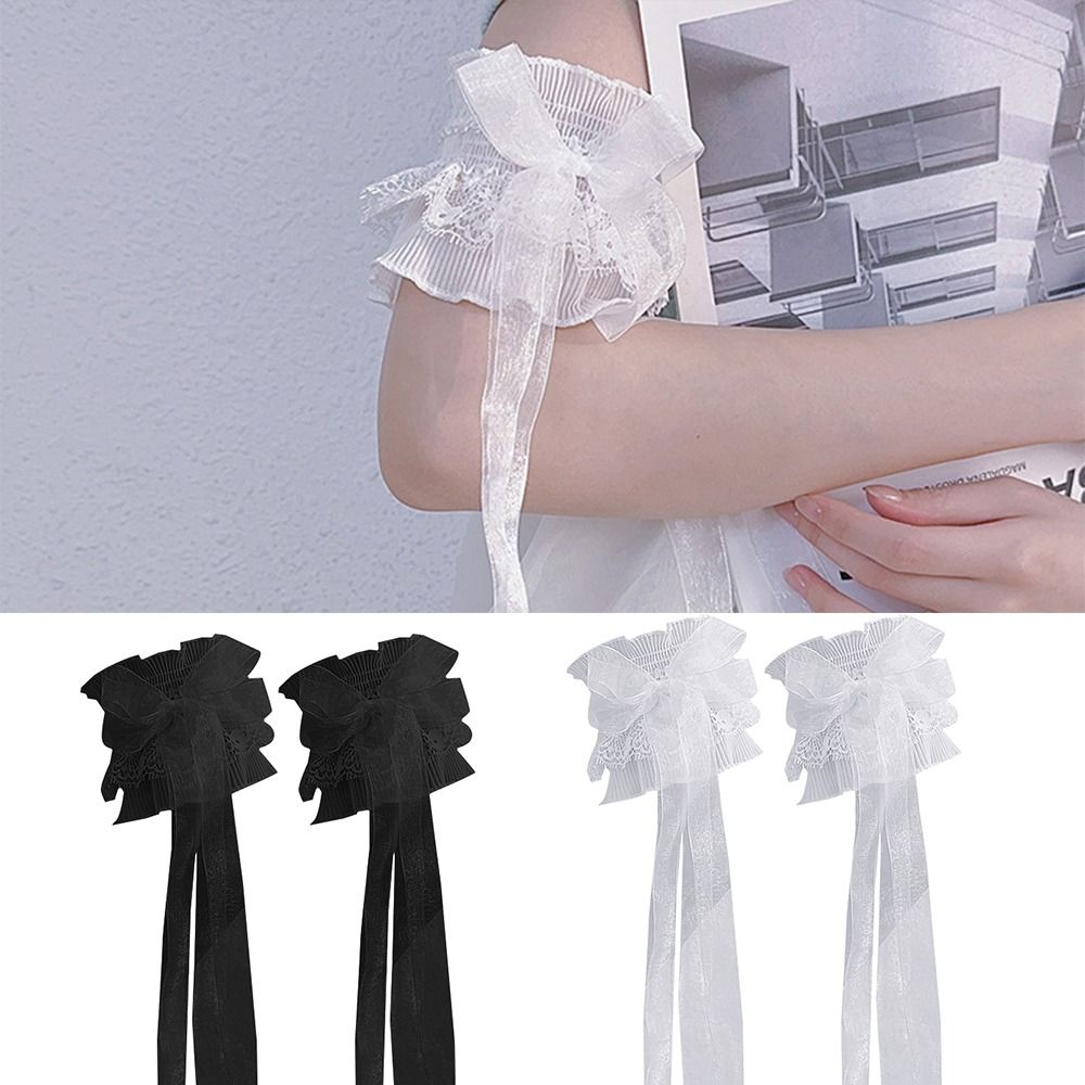 Elastic Ruffled Lace Arm Warme - Lace Ribbon Trim avaliação e preço